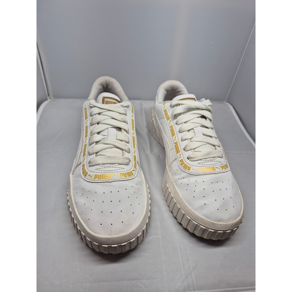 Puma Cali Dream Sneakers Leather Casual Walking Shoes White Gold Size‎ 6.5C